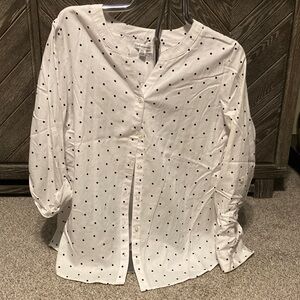 Croft & Barrow White and Black Polka Dot Button-Down Shirt